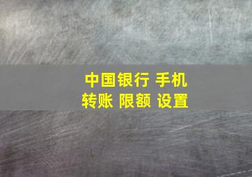 中国银行 手机转账 限额 设置