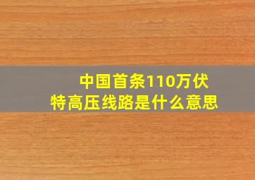 中国首条110万伏特高压线路是什么意思