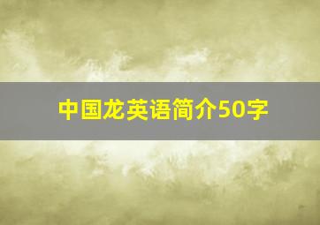 中国龙英语简介50字