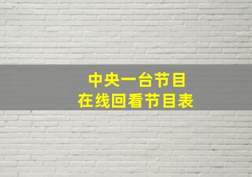 中央一台节目在线回看节目表