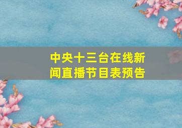 中央十三台在线新闻直播节目表预告