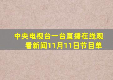 中央电视台一台直播在线观看新闻11月11日节目单