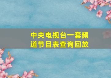 中央电视台一套频道节目表查询回放