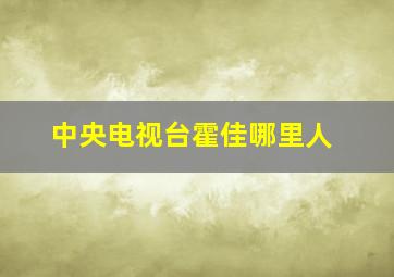 中央电视台霍佳哪里人