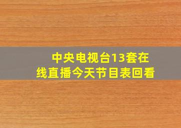 中央电视台13套在线直播今天节目表回看