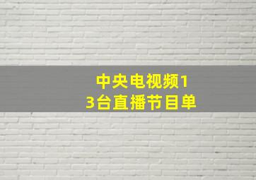 中央电视频13台直播节目单