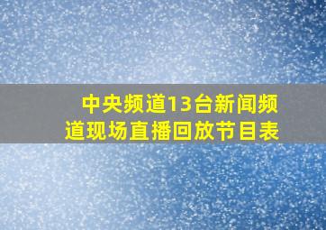 中央频道13台新闻频道现场直播回放节目表