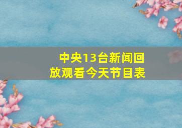 中央13台新闻回放观看今天节目表