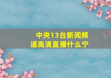 中央13台新闻频道高清直播什么宁