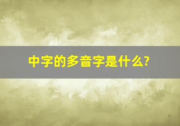 中字的多音字是什么?