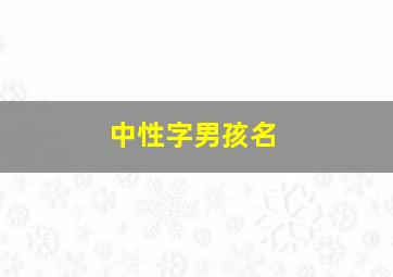 中性字男孩名