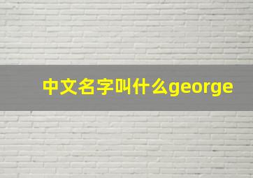 中文名字叫什么george