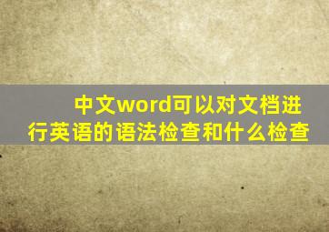 中文word可以对文档进行英语的语法检查和什么检查