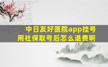 中日友好医院app挂号用社保取号后怎么退费啊