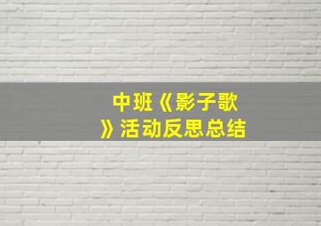 中班《影子歌》活动反思总结