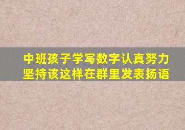 中班孩子学写数字认真努力坚持该这样在群里发表扬语