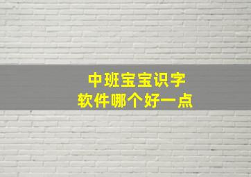 中班宝宝识字软件哪个好一点