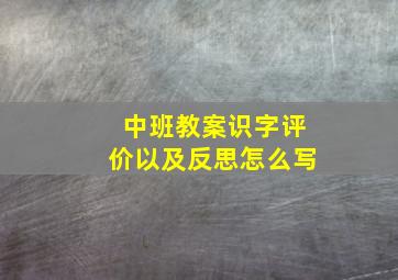 中班教案识字评价以及反思怎么写