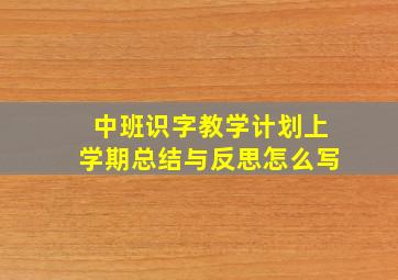 中班识字教学计划上学期总结与反思怎么写