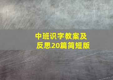 中班识字教案及反思20篇简短版