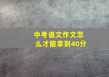 中考语文作文怎么才能拿到40分