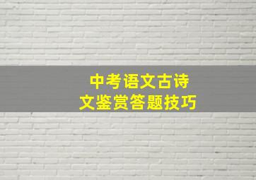 中考语文古诗文鉴赏答题技巧