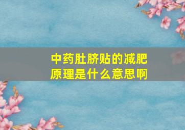 中药肚脐贴的减肥原理是什么意思啊