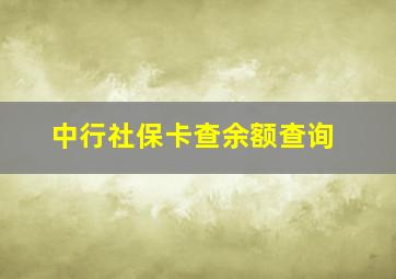 中行社保卡查余额查询