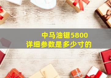 中马油锯5800详细参数是多少寸的