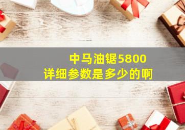 中马油锯5800详细参数是多少的啊