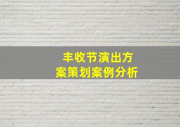 丰收节演出方案策划案例分析