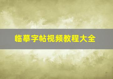 临摹字帖视频教程大全