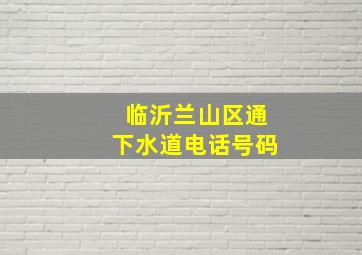 临沂兰山区通下水道电话号码