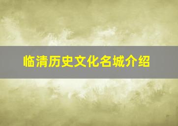 临清历史文化名城介绍