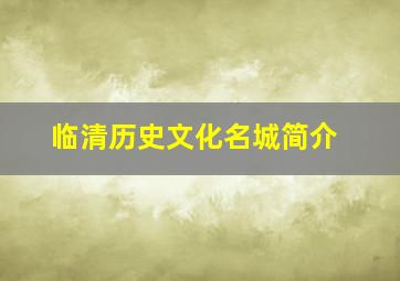 临清历史文化名城简介