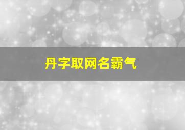 丹字取网名霸气