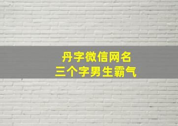 丹字微信网名三个字男生霸气