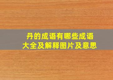 丹的成语有哪些成语大全及解释图片及意思