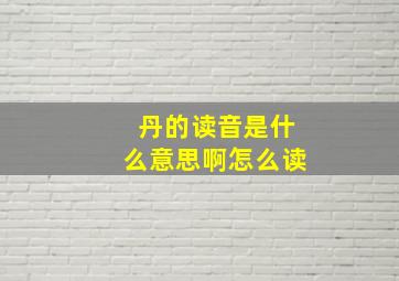 丹的读音是什么意思啊怎么读