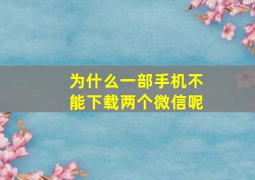 为什么一部手机不能下载两个微信呢