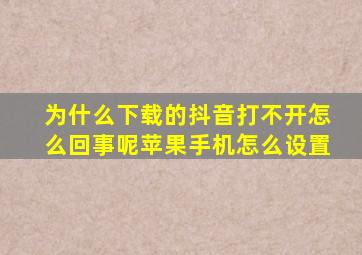 为什么下载的抖音打不开怎么回事呢苹果手机怎么设置