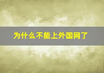 为什么不能上外国网了