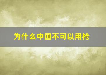 为什么中国不可以用枪