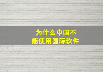 为什么中国不能使用国际软件