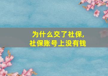 为什么交了社保,社保账号上没有钱