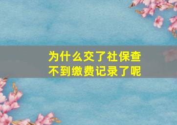 为什么交了社保查不到缴费记录了呢