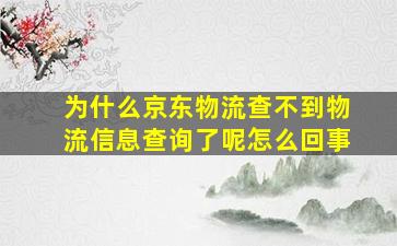 为什么京东物流查不到物流信息查询了呢怎么回事