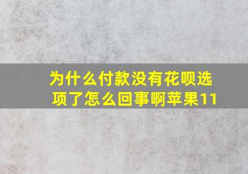 为什么付款没有花呗选项了怎么回事啊苹果11