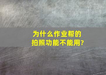 为什么作业帮的拍照功能不能用?