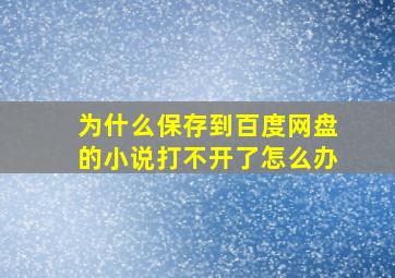 为什么保存到百度网盘的小说打不开了怎么办